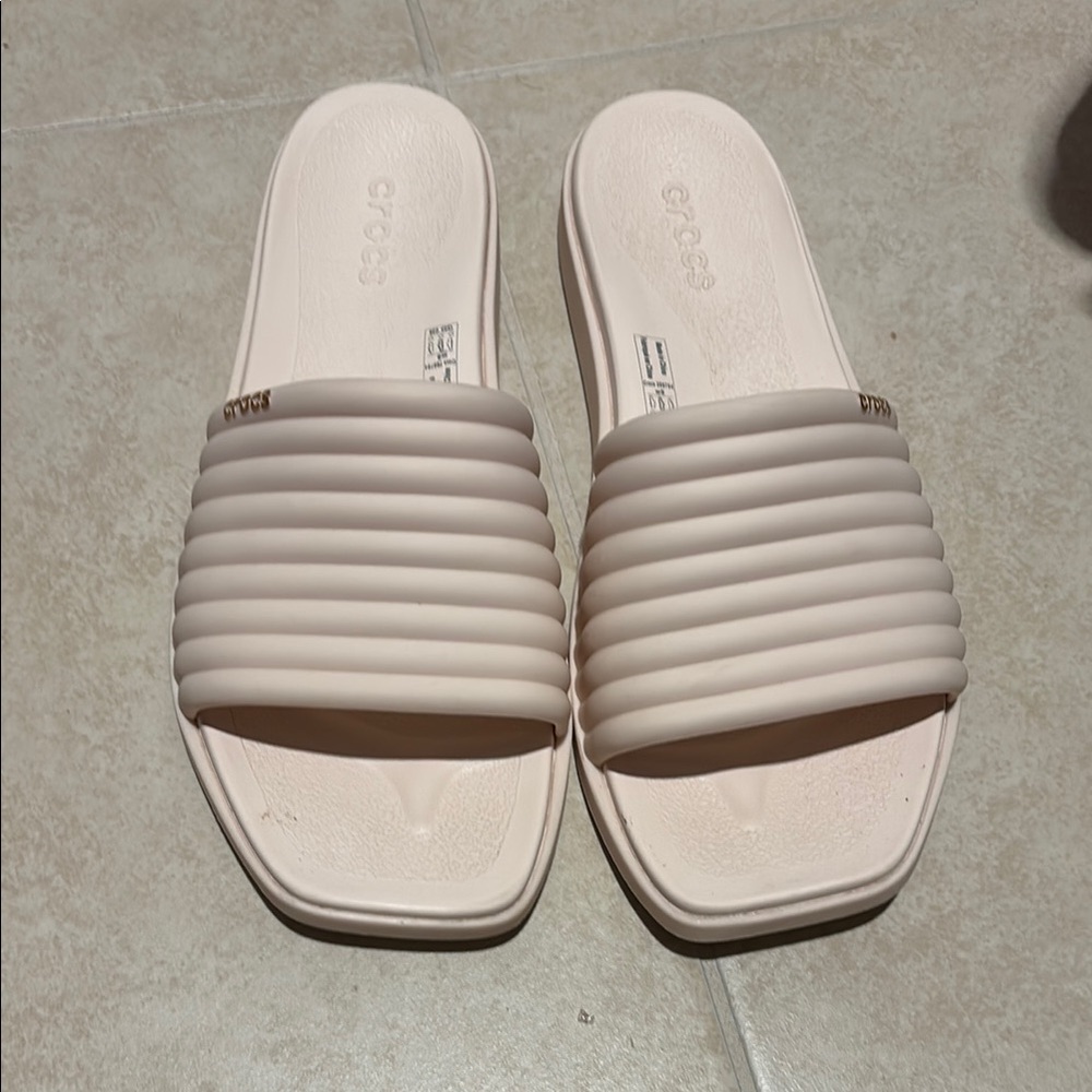 CROCS Women's Beige Slide Sandals